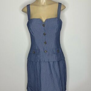 City Studio Blue Pinstripe Mini Dress